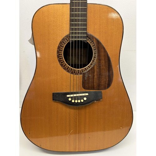 466 - The Yetties Mac McCulloch's Les Luck Hazelbury Plucknett acoustic guitar, in a hard carry case, with... 