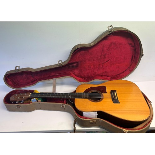 467 - The Yetties Mac McCulloch's Les Luck of Hazelbury Plucknett, Somerset acoustic guitar, with hard car... 