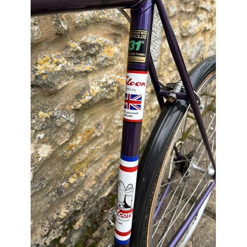 1191 - A gent's Falcon racing bicycle, metallic purple and white