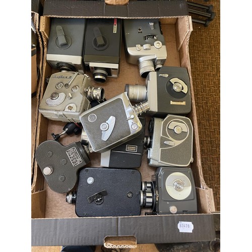 539 - A Reflex 8 cine camera, assorted other cine cameras, and two tripods (qty)   Provenance:  From a vas... 