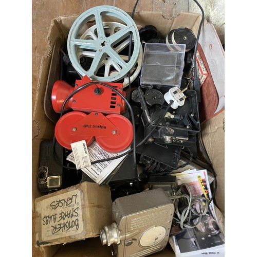 531 - A Pathe Webo Rio cine camera, assorted other cameras and related items (box)  Provenance:  From a va... 