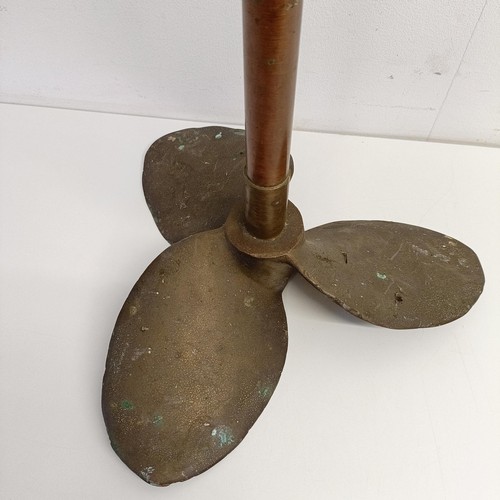 1177 - A ship's bronze propellor, mounted on a copper shaft, and previously used as a lamp