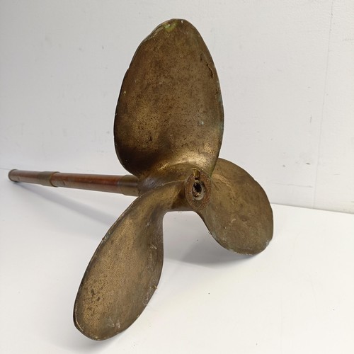 1177 - A ship's bronze propellor, mounted on a copper shaft, and previously used as a lamp