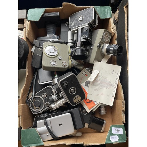 529 - A Bolex Paillard cine camera and assorted other cine cameras (box)   Provenance:  From a vast single... 