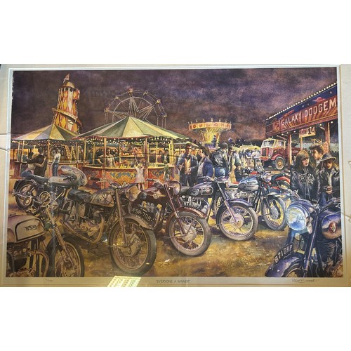 1157 - Three Roy Barrett signed motorcycle prints, Ace Cafe (Artist Proof), Alley Cats' (Artist Proof) and ... 