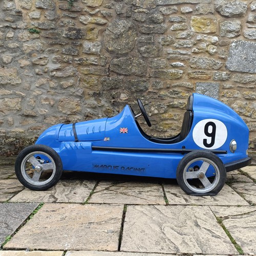 1109 - A Marcus Racing childs Austin Pathfinder style fibreglass single seater car, with a Kawasaki petrol ... 