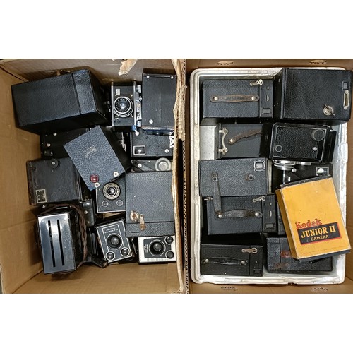 584 - A Kodak Junior II box camera and assorted other box cameras (2 boxes)  Provenance:  From a vast sing...