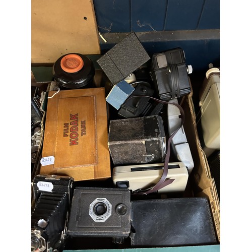 522 - A Kodak bellows camera, a Kodak mahogany film tank box, assorted other cameras (qty)  Provenance:  F... 