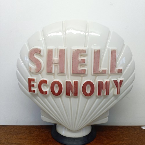 1203 - A Shell Economy opaque glass petrol globe, marked to the underside of the rim PROPERTY OF SHELL-MEX ... 