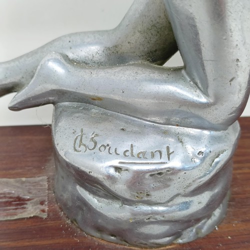 1216 - A Ch. Sudant chrome plated mascot, Prouessse, by the the Susse Freres Foundry, Paris, 15 cm high, on... 