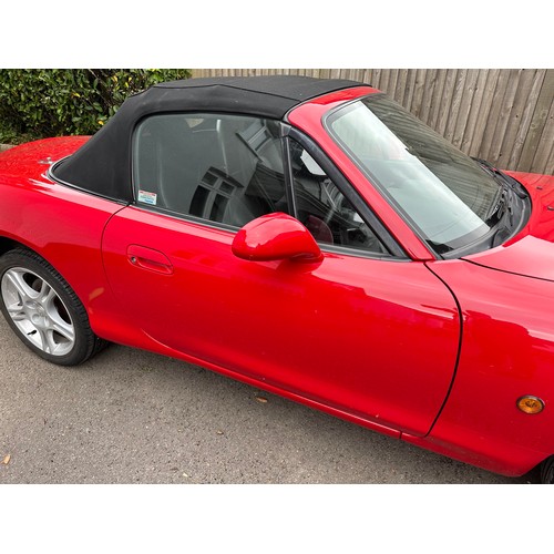 23 - 2004 Mazda MX-5
Registration YR04 KUX
Chassis number JMZNB18P600401784
Red with a black leather inte...