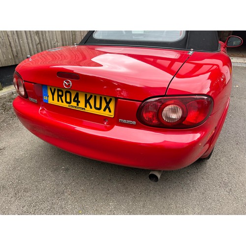 23 - 2004 Mazda MX-5
Registration YR04 KUX
Chassis number JMZNB18P600401784
Red with a black leather inte...