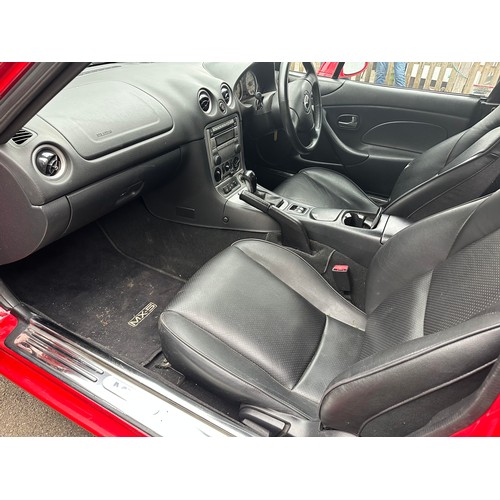 23 - 2004 Mazda MX-5
Registration YR04 KUX
Chassis number JMZNB18P600401784
Red with a black leather inte...