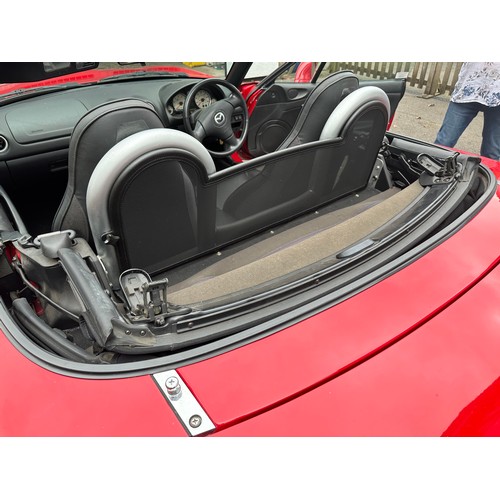 23 - 2004 Mazda MX-5
Registration YR04 KUX
Chassis number JMZNB18P600401784
Red with a black leather inte...