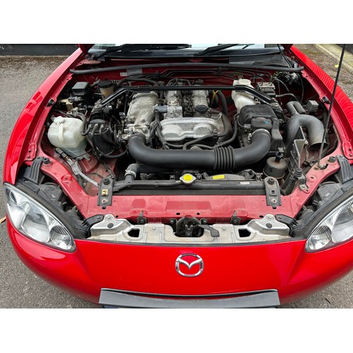 23 - 2004 Mazda MX-5
Registration YR04 KUX
Chassis number JMZNB18P600401784
Red with a black leather inte...