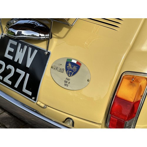 29 - 1973 Fiat 500F
Registration number EWV 227L
Chassis number 110F5125653
Engine number 126A5000
Mustar...