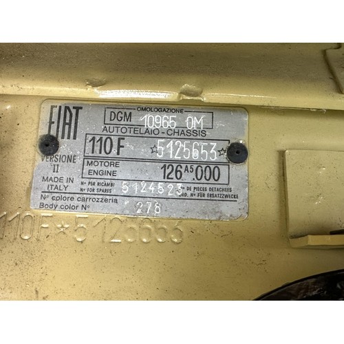 29 - 1973 Fiat 500F
Registration number EWV 227L
Chassis number 110F5125653
Engine number 126A5000
Mustar...