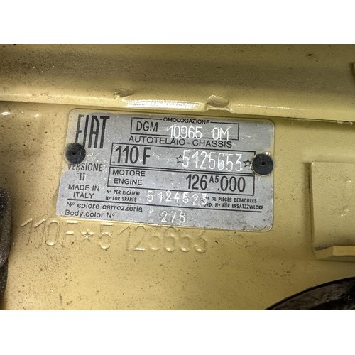 29 - 1973 Fiat 500F
Registration number EWV 227L
Chassis number 110F5125653
Engine number 126A5000
Mustar...