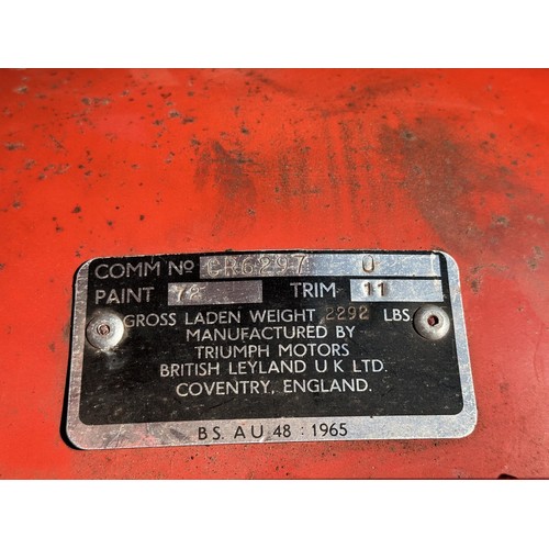 47 - 1975 Triumph TR6
Registration number HME 10N
Chassis number CR62970
Engine number CR004204HE
Red wit...