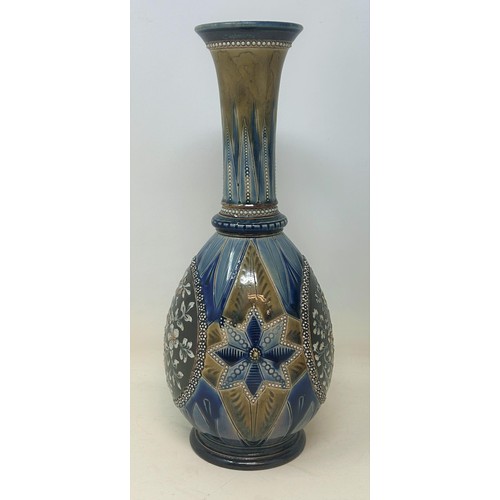 1502 - A Doulton Lambeth stoneware vase, decorated flowers, 26 cm high