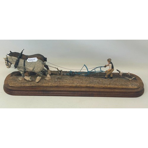 1504 - A Border Fine Arts limited edition group of a two horse plough with a farmer, 240/350, 44 cm wide