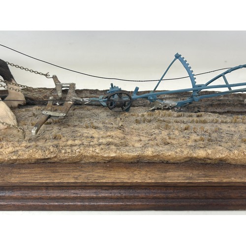 1504 - A Border Fine Arts limited edition group of a two horse plough with a farmer, 240/350, 44 cm wide