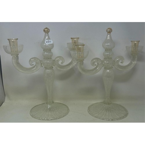 1506 - A pair of Murano glass candelabra, 36 cm high