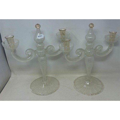 1506 - A pair of Murano glass candelabra, 36 cm high