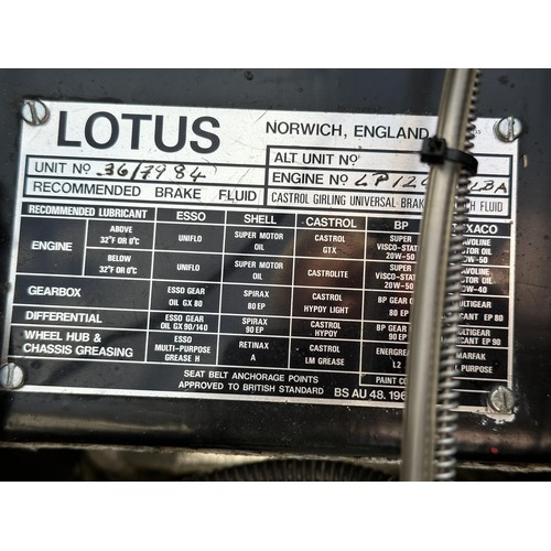 10 - 1968 Lotus Elan S4 FHC
Registration number AVW 124F
Chassis number 36/7984
Engine number LP.124.75LB...