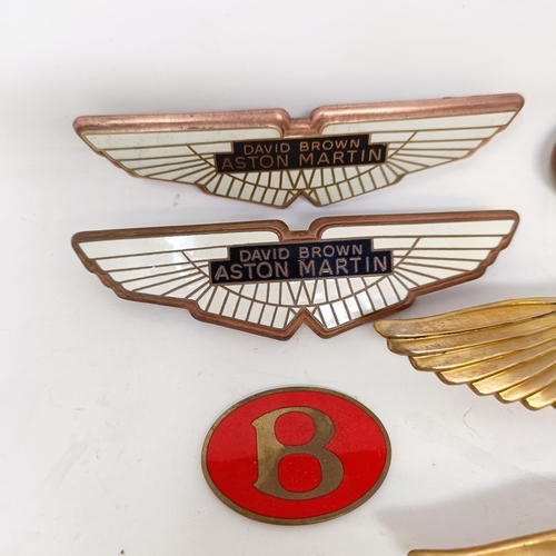 1224 - Four David Brown Aston Martin badges, an Aston Martin Lagonda badge, three B(entley) badges and a pa... 