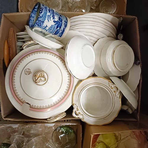 1541 - An early 20th century part dinner service,  assorted ceramics and glassware (5 boxes)