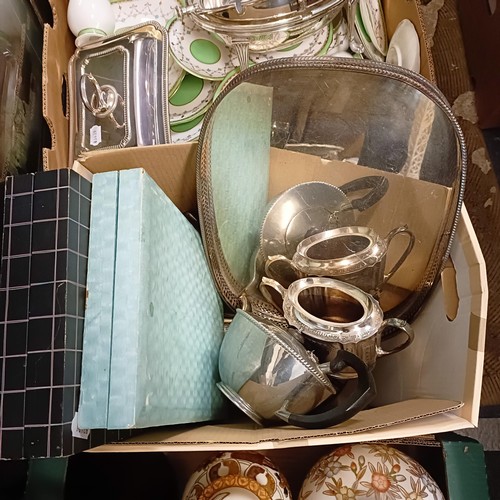 1548 - A Royal Doulton figure, Penelope, assorted ceramics, silver plate and other items (4 boxes)