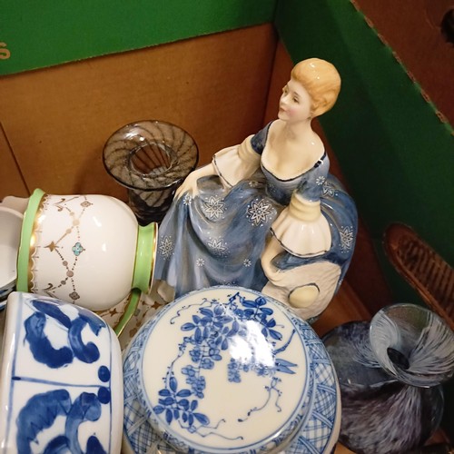 1548 - A Royal Doulton figure, Penelope, assorted ceramics, silver plate and other items (4 boxes)