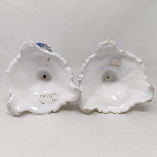 1575 - A pair of Coalport candlesticks, decorated flowers, 25 cm high (2)