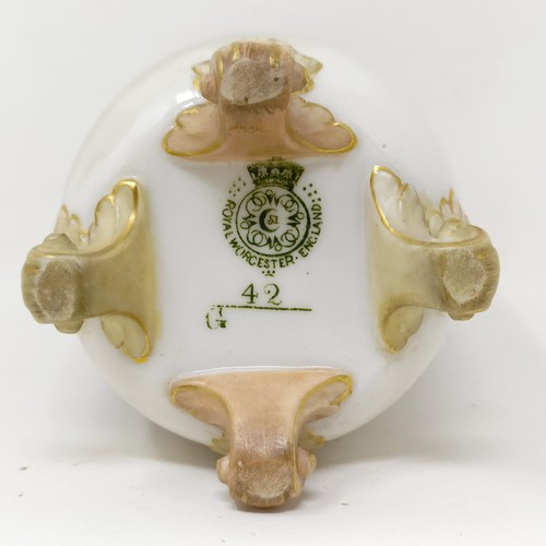 1578 - A Royal Worcester vase, with a pierced rim, decorated a pheasant, 15 cm high