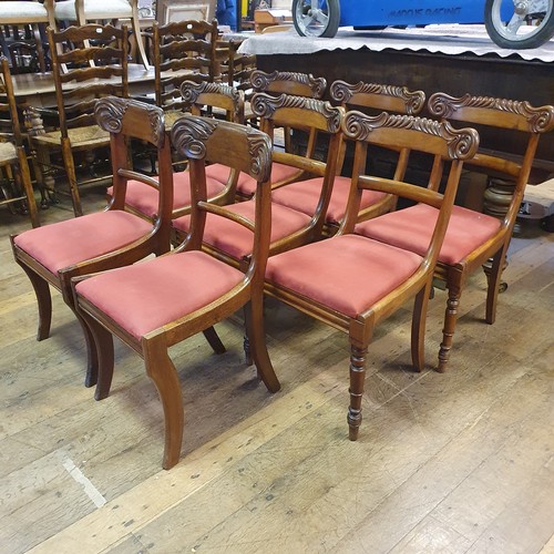 1630 - A set of six mahogany bar back dining chairs, with drop in seats, and a similar pair of chairs (8)