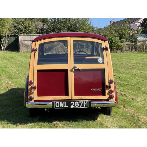 9 - 1970 Morris Minor Traveller
Registration number OWL 287H
Damask red with a biscuit interior
Bought a...