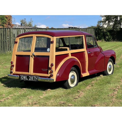 9 - 1970 Morris Minor Traveller
Registration number OWL 287H
Damask red with a biscuit interior
Bought a...