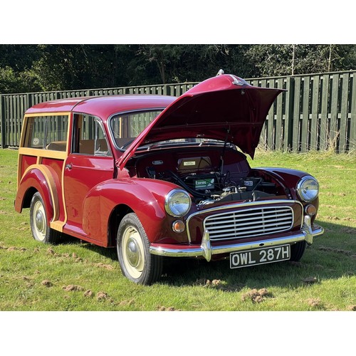 9 - 1970 Morris Minor Traveller
Registration number OWL 287H
Damask red with a biscuit interior
Bought a...