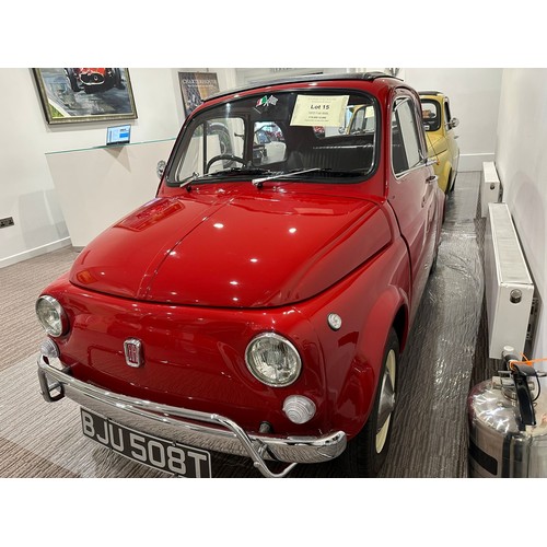 15 - 1972 Fiat 500L
Registration number BJU 508T
Ferrari red
Affectionately known as Belle
Few original f...