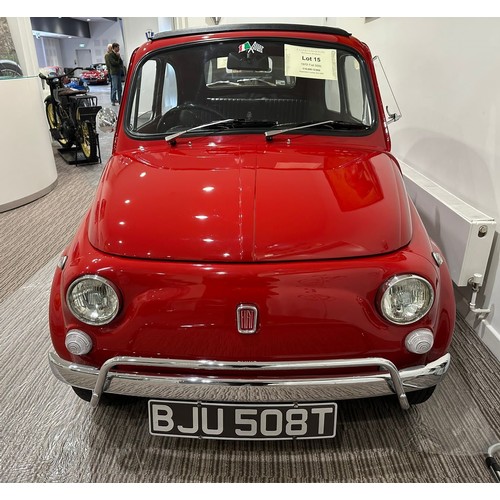 15 - 1972 Fiat 500L
Registration number BJU 508T
Ferrari red
Affectionately known as Belle
Few original f...