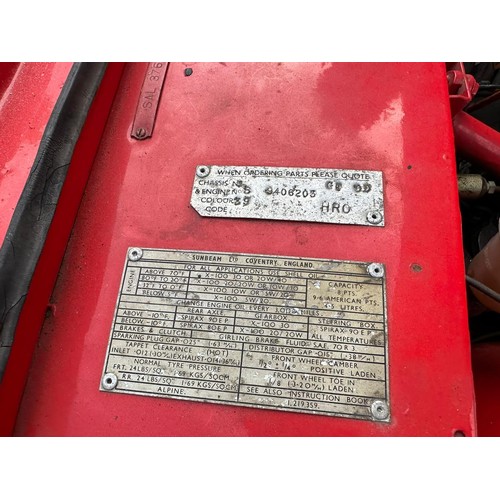 61 - 1964 Sunbeam Alpine
Registration number CPE 264B
Red with a black interior
Long term family ownershi... 