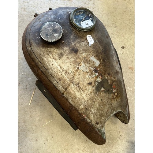 18 - A BSA pre-war petrol tank, incorporating a speedo...