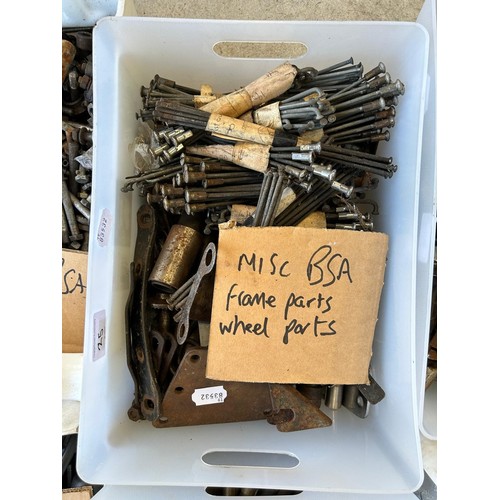 25 - Assorted BSA frame, wheel, engine, gearbox parts and other items (qty)...