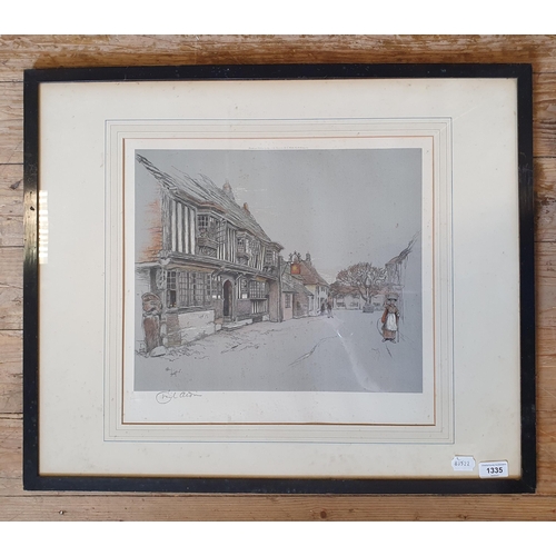 1552 - ***Withdrawn*** Cecil Aldin, a street scene, print, signed in pencil, 36 x 40 cm