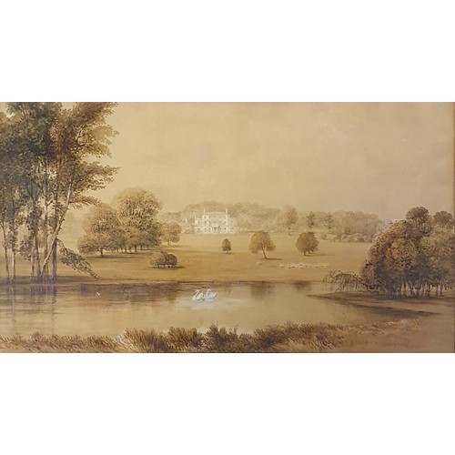 1555 - A 19th century, English school, Fairfield Manor, Buxton, 1821, watercolour, 22 x 12 cm, Louisa Fenne... 