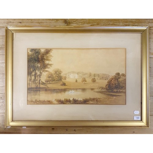 1555 - A 19th century, English school, Fairfield Manor, Buxton, 1821, watercolour, 22 x 12 cm, Louisa Fenne... 