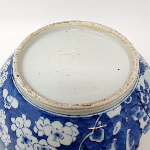 62 - A Chinese blue and white bowl, decorated birds, 30 cm diameter