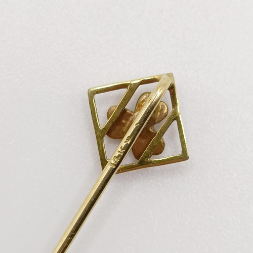 603 - An Art Deco style 14ct gold and seed pearl stick pin  Provenance:  From a single owner collection of... 