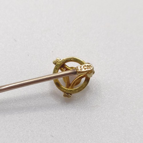 598 - A 20th century yellow coloured metal and opal stick pin  Provenance:  From a single owner collection... 